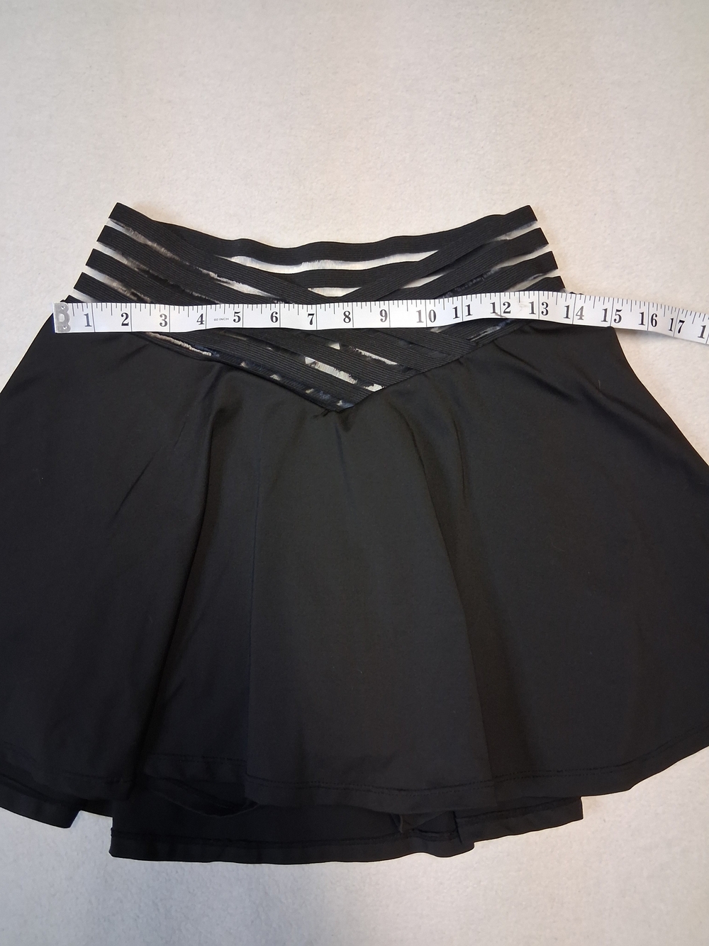 Black Flared Skirt (Skort) with Striped Waistband - Picture 5 of 7